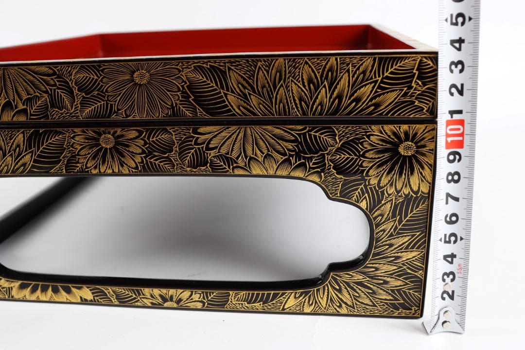 輪島塗 総菊蒔絵 重台 共箱 懐石道具 会席 重箱