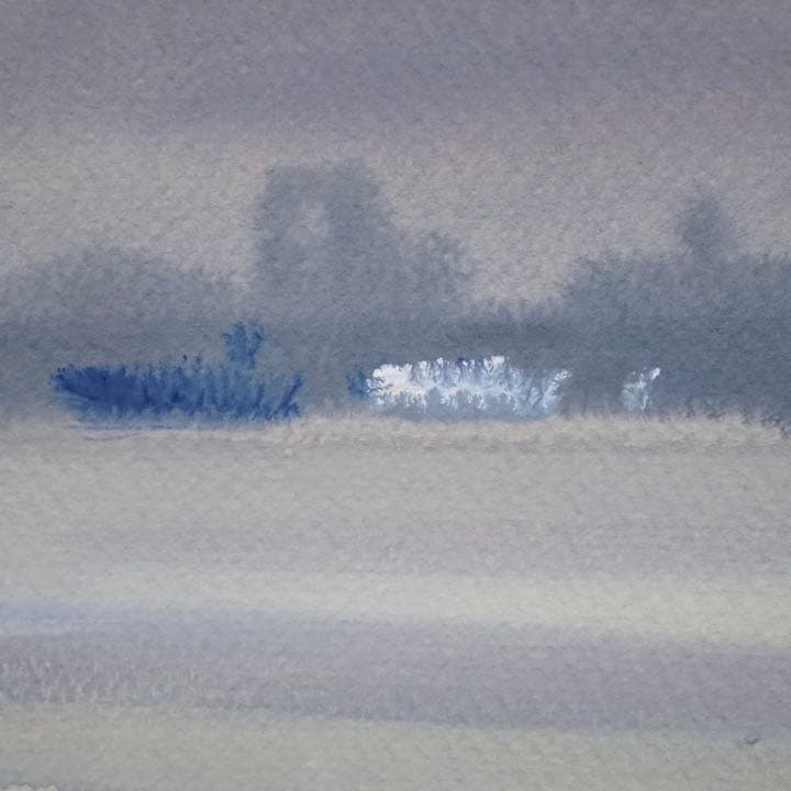 作者不詳 日本画 朝の対岸 SM 絵画 芸術 美術 額装 肉筆画 原画 風景画