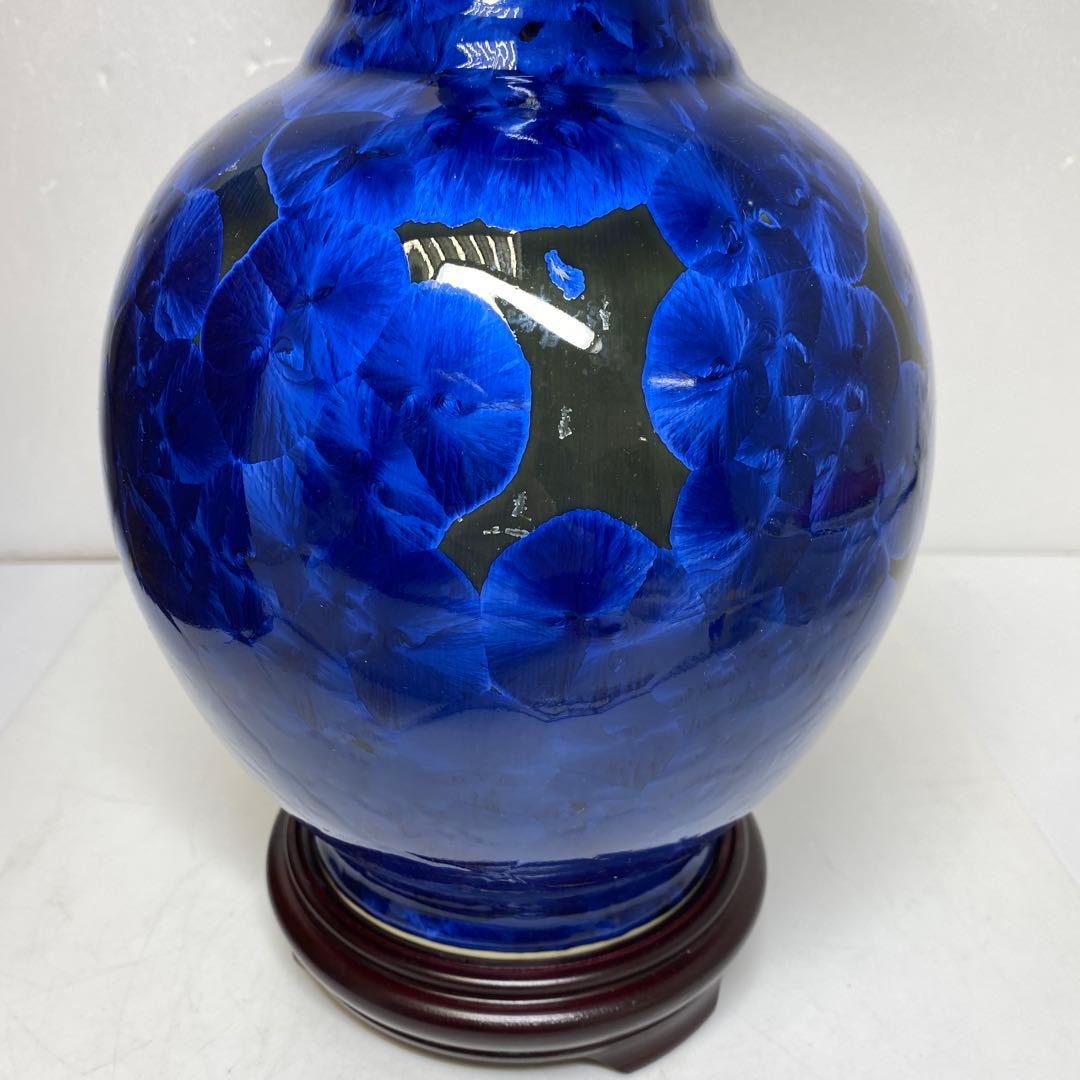 中国美術　青釉花入　共仕立箱　高さ約31㎝　タサコサ　東さ7-1102⑤