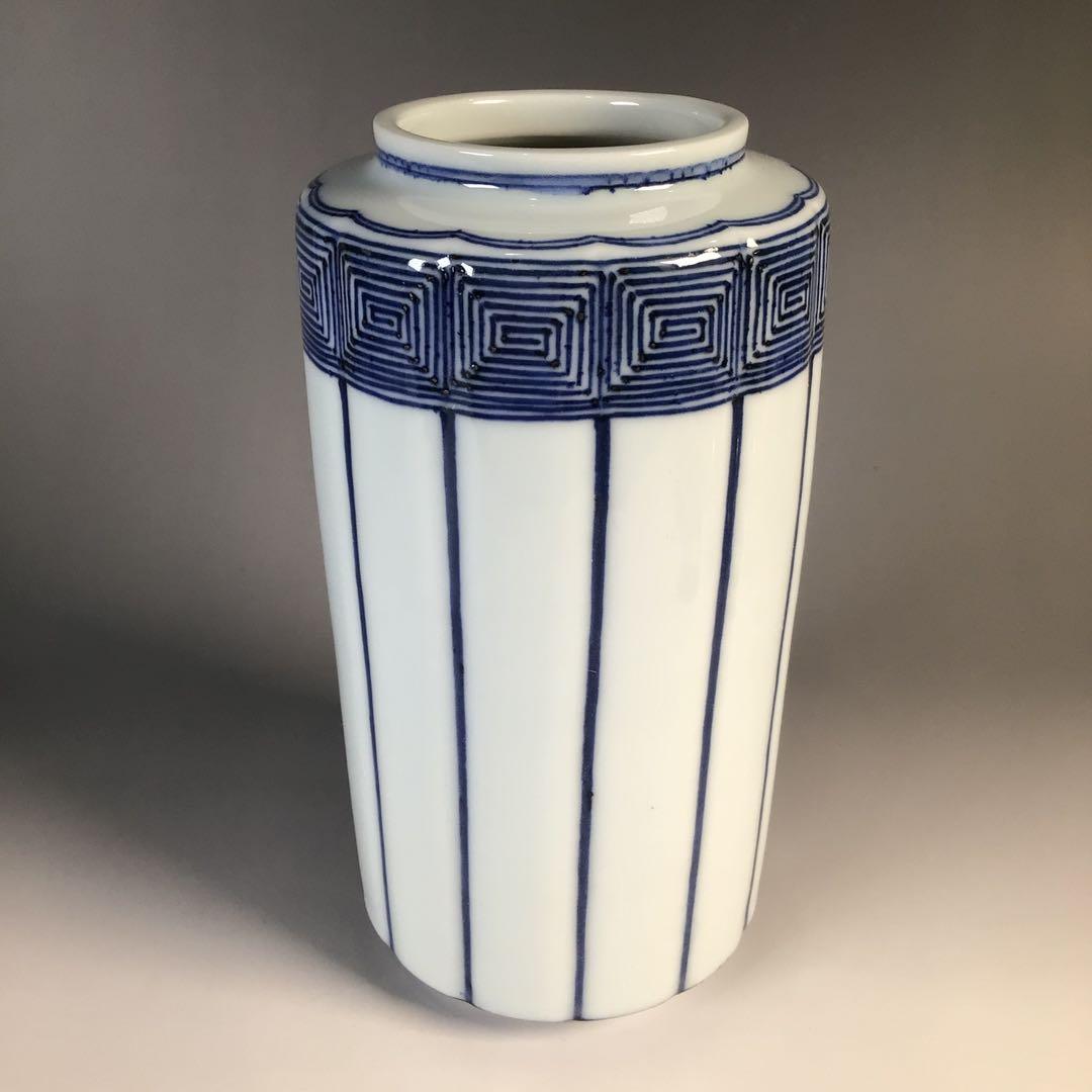 Ｍ２９６　皆具　『平安春峰造』『染付』『水指　建水　蓋置　杓立』　共箱　茶道具