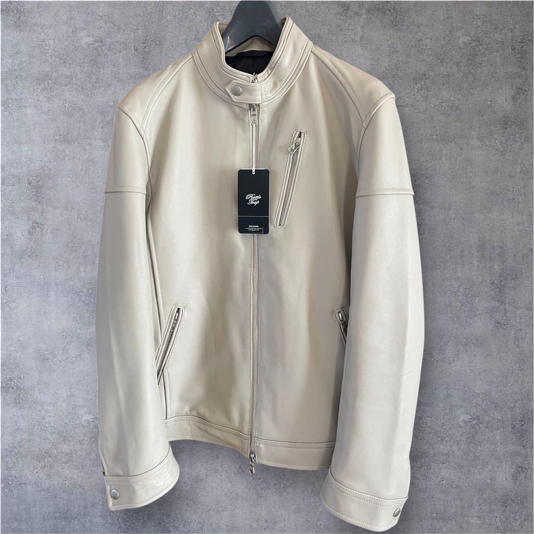 新品　ラトルトラップ　ライトベージュ シングルライダースジャケットＬ 新品 ラトルトラップ ライトベージュ シングルライダースジャケットL