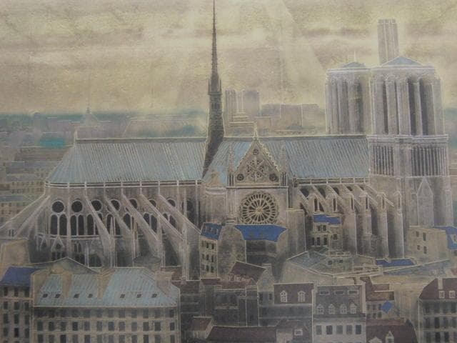 岩波昭彦、【大聖堂】、希少な額装用画集より、新品額装付