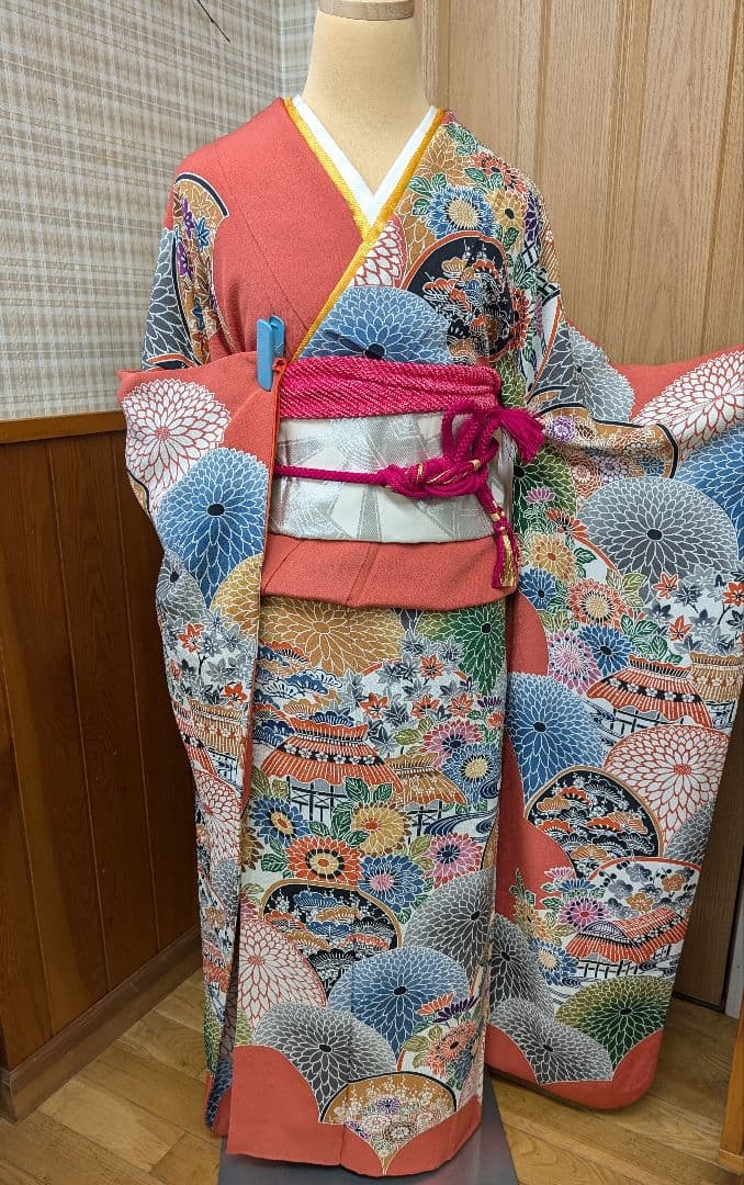 ☆専用♢再お値下げしました！振袖+袋帯セット 京紅型 大輪万寿