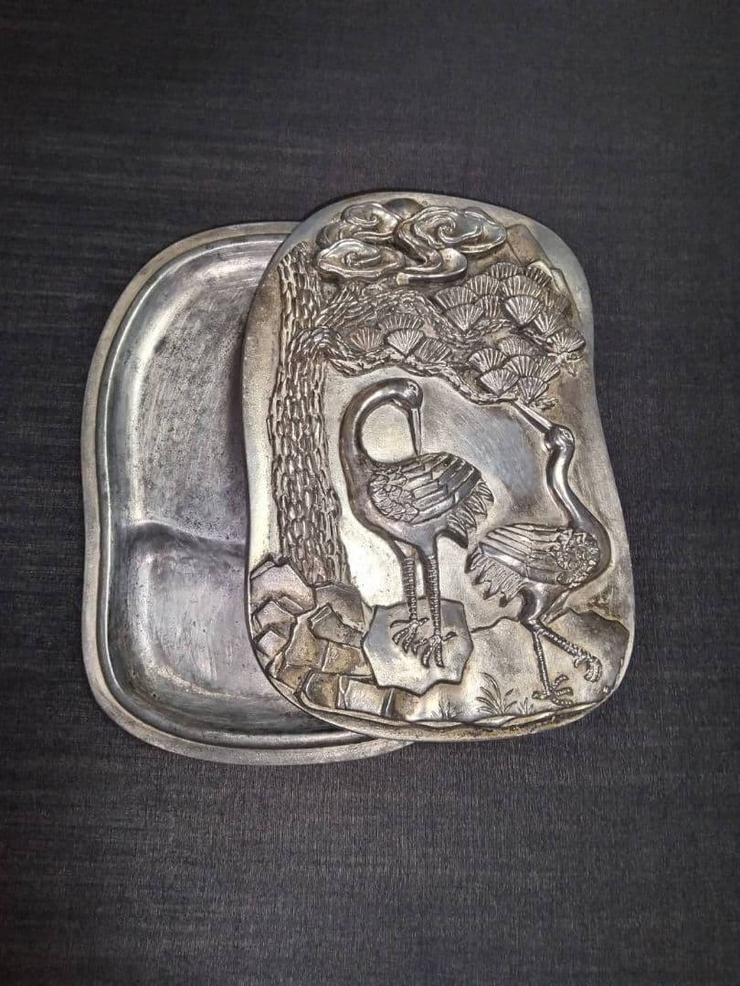 書金属製硯 松、鶴 - www.ietp.com 金属製硯 松、鶴