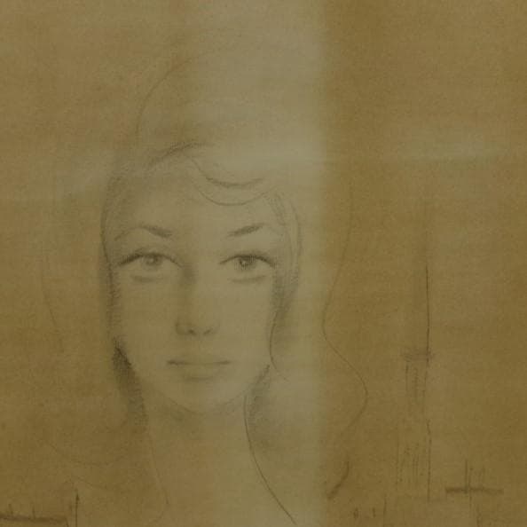 【真作】◆東郷青児『デッサン』 滞欧作 二科展出品作 エンボス印 鉛筆・水彩◆