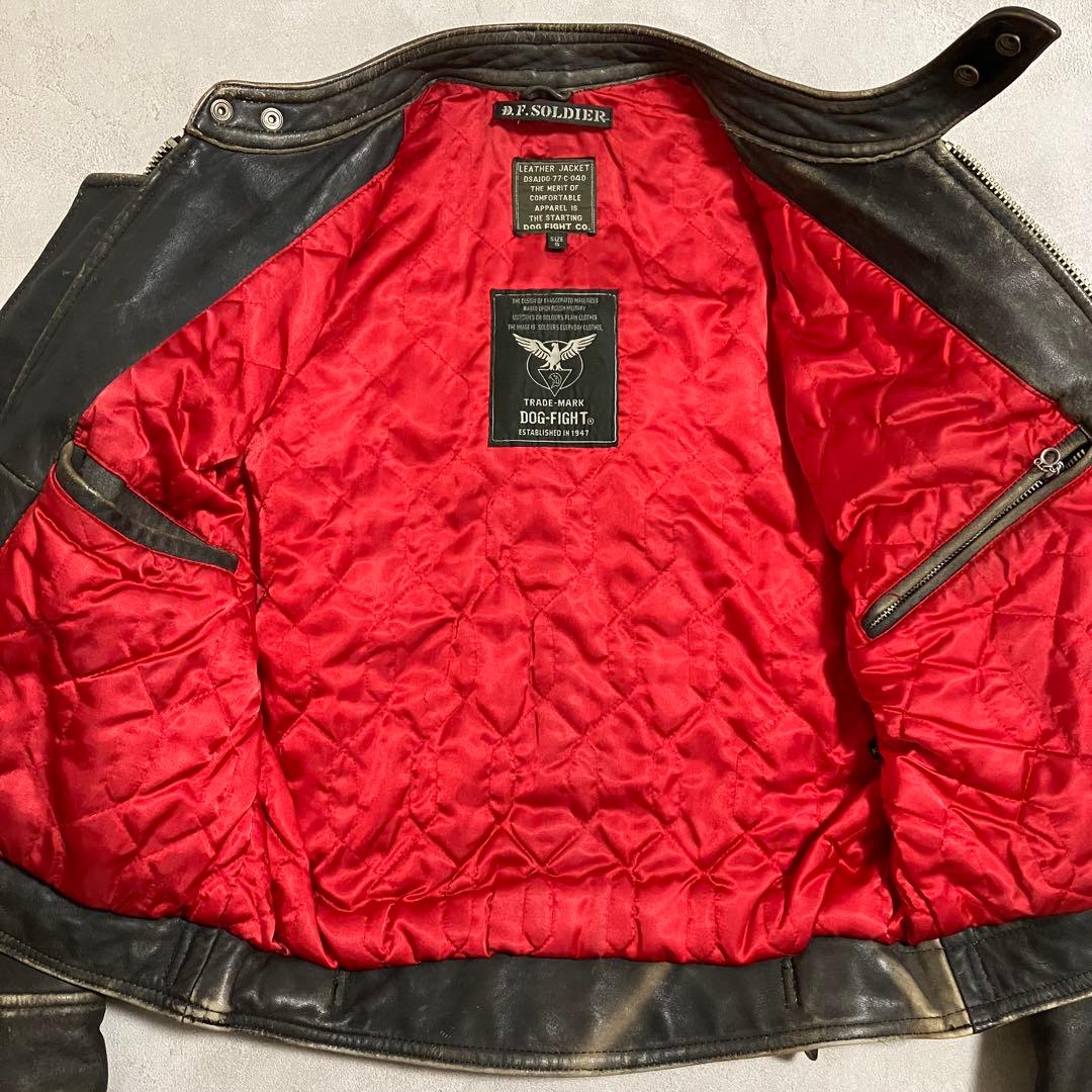 90´s DOG FIGHT シングルライダースジャケット ヴィンテージ加工の通販