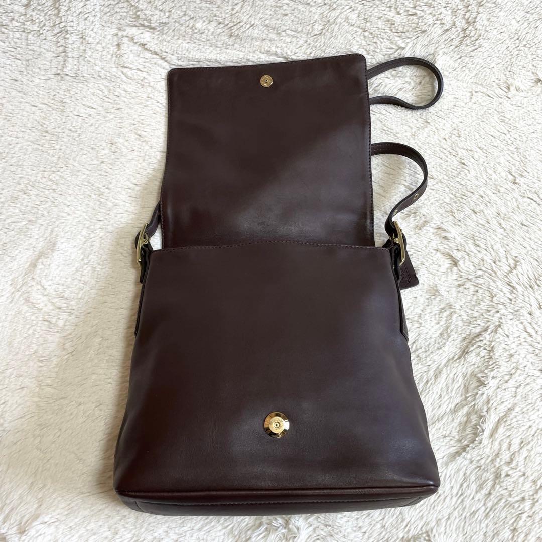 美品 オールドコーチ フラップ ホック グラブタンレザー ショルダーバッグ