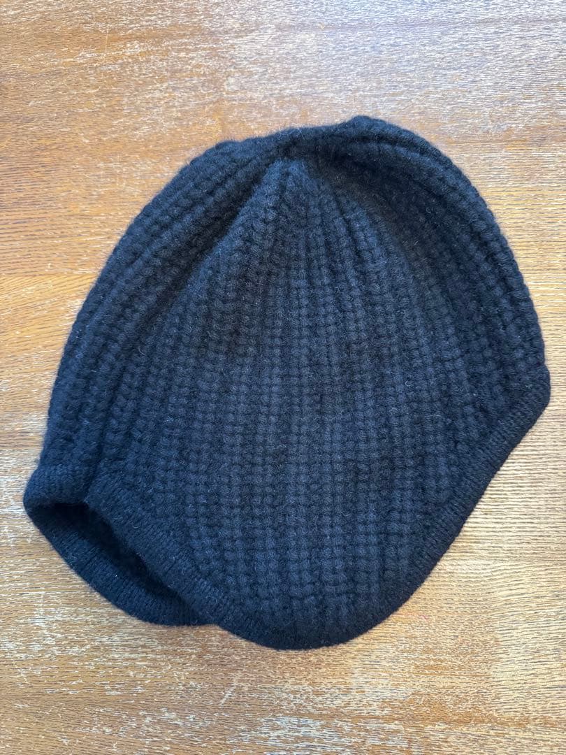 yo biotop カシミヤ100% フライトキャップ ニット帽 ブラック