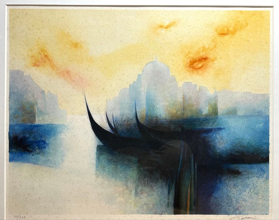 真作保証 クロード・ガヴォー 「ベニスの朝」 リトグラフ 限定220枚