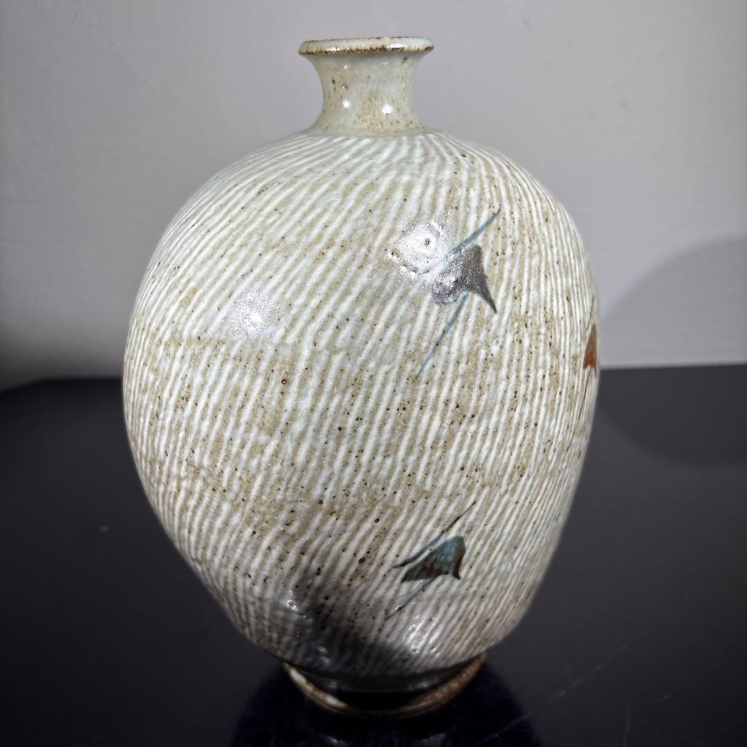 宮内庁御用達 深川製磁 官窯染付藍絵菖蒲文花瓶 大型 共箱 栞付き