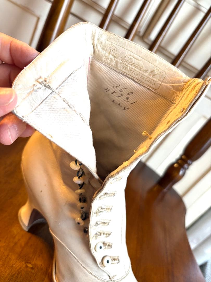 希少 フランスアンティーク ボタンアップブーツ ヴィクトリアン レザー