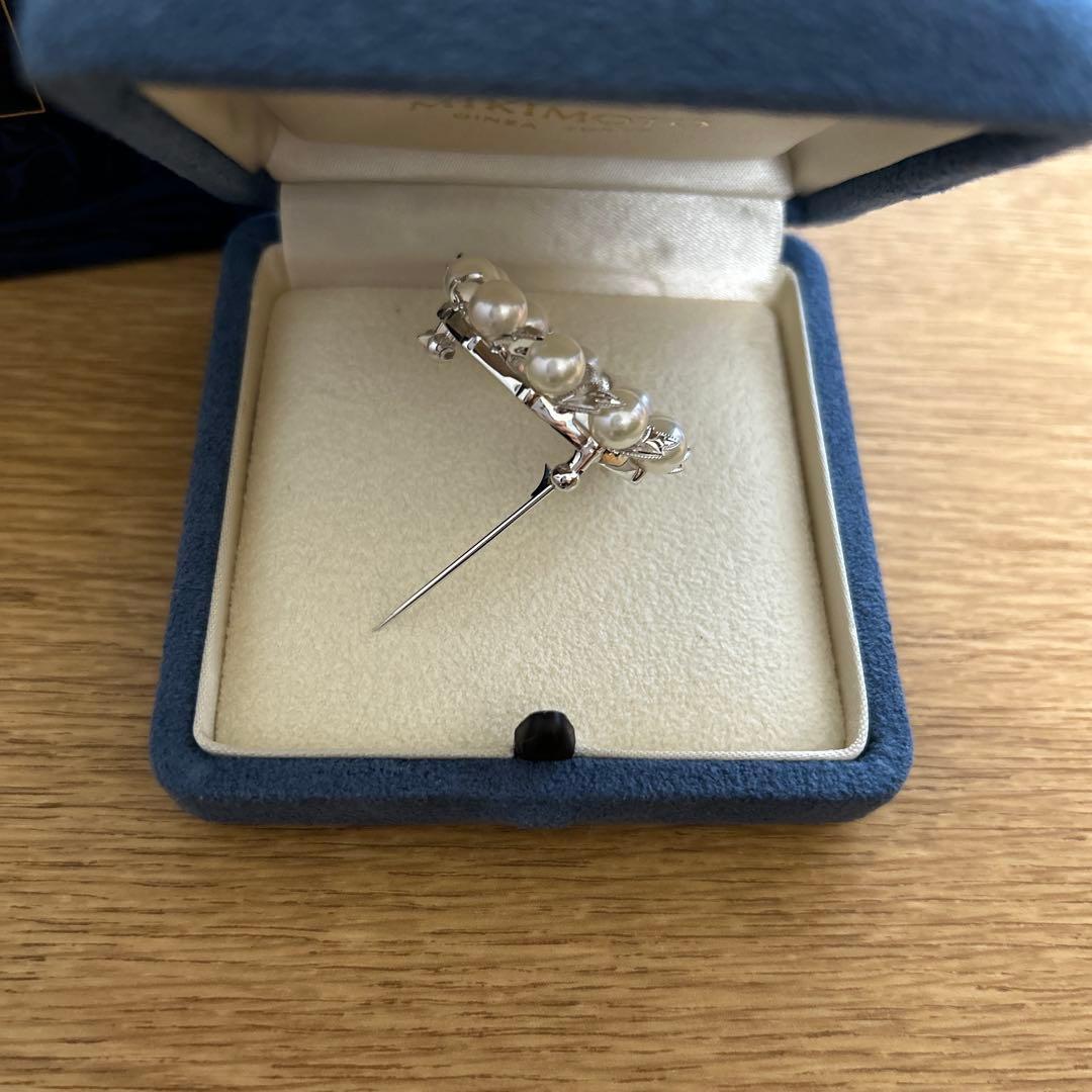 MIKIMOTO ミキモト 真珠 パール シルバー 葉彫り 月桂樹 ブローチ