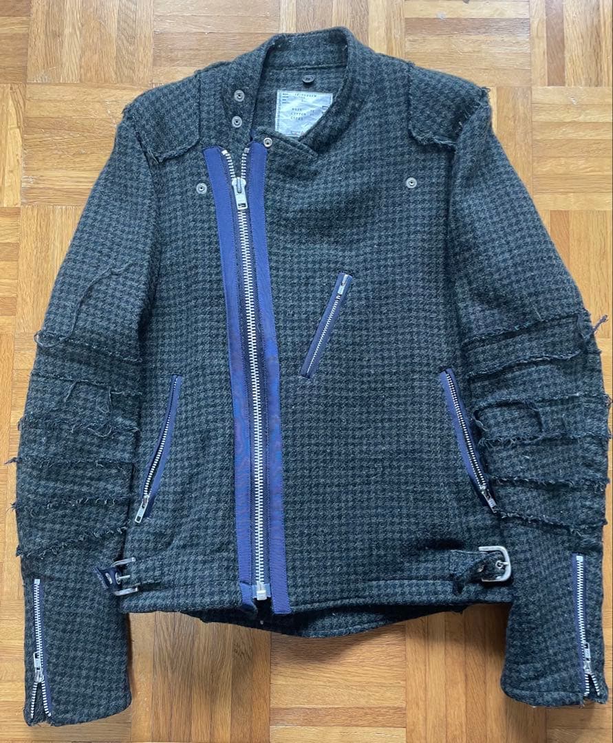【最初期レアアイテム】sacai 14AW ウールライダースジャケット 2