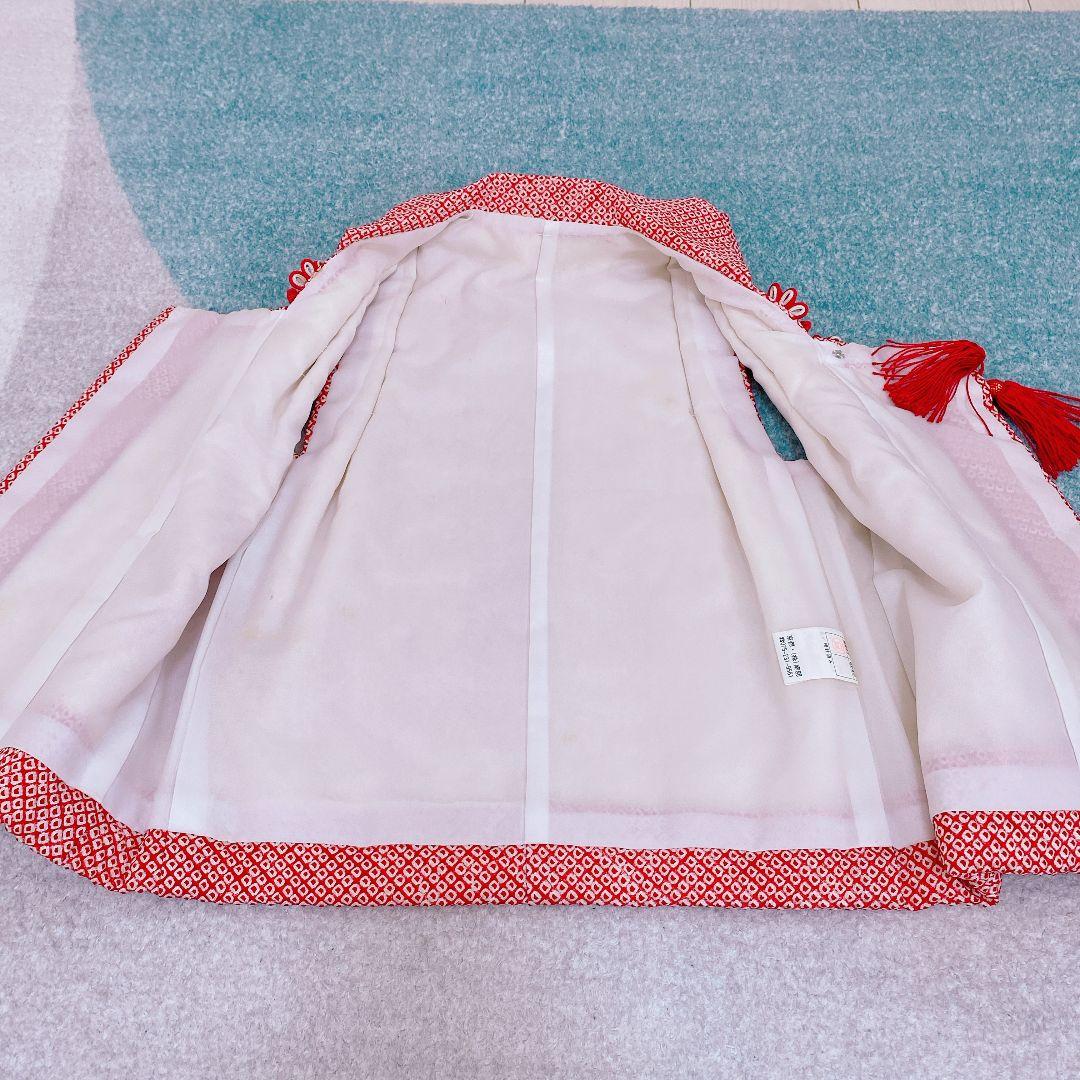 七五三 3歳 正絹 総絞り 被布 着物 バッグ 草履 髪飾り セット