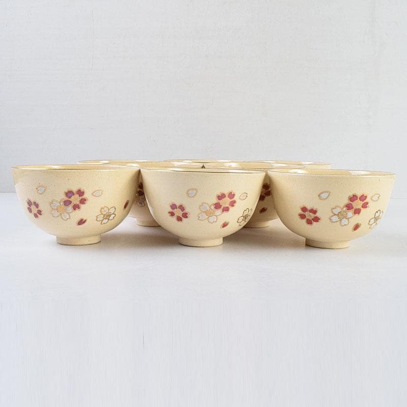 茶道具 京焼 野々村仁清 色絵桜文 数茶碗 八客 M R9336 美術品