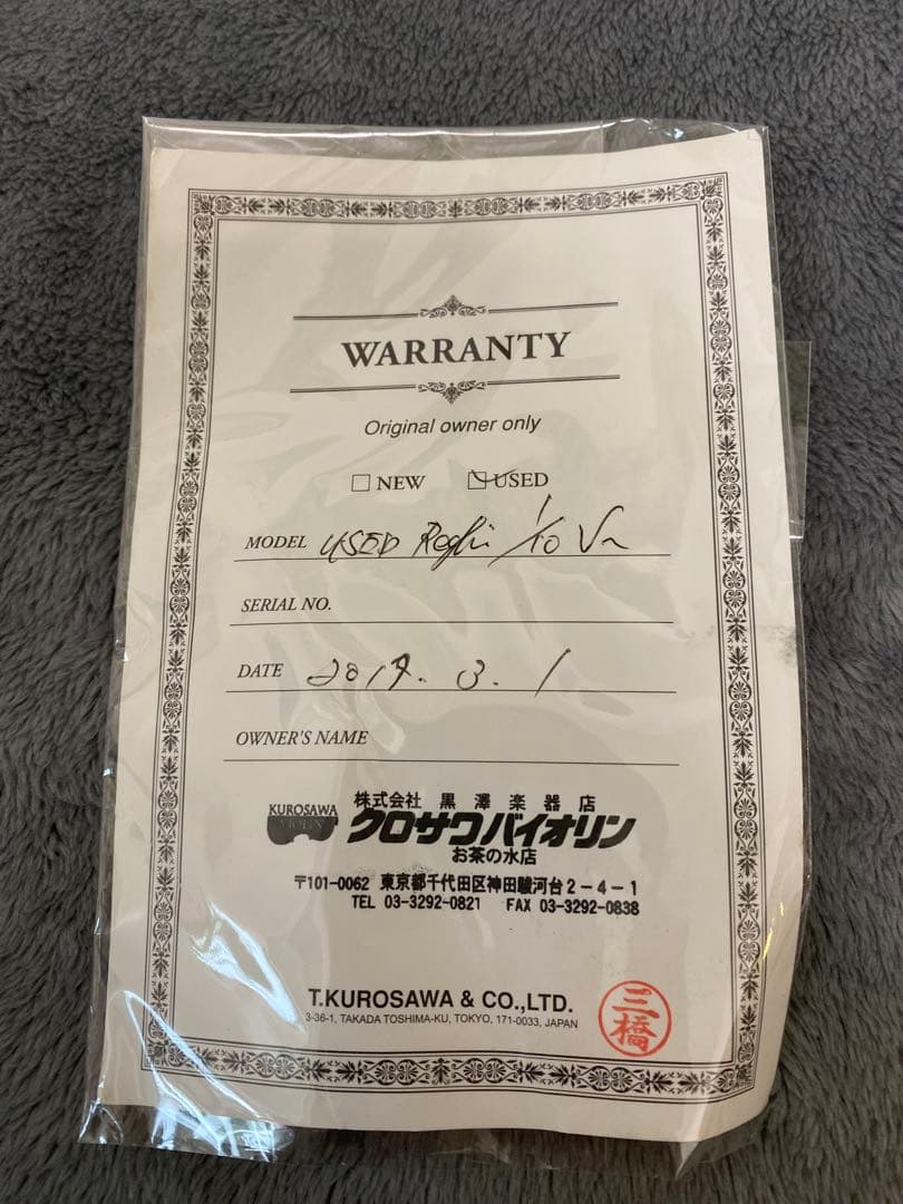 1/10分数バイオリン Hora Reghinルーマニア製 2016年