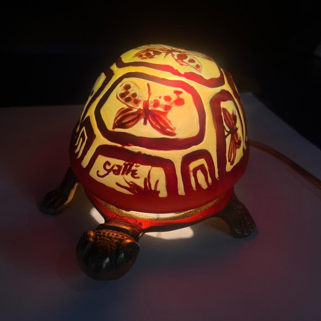 ◇証明書付◇Emile Galleエミールガレ 亀 卓上ランプ カメオ彫り