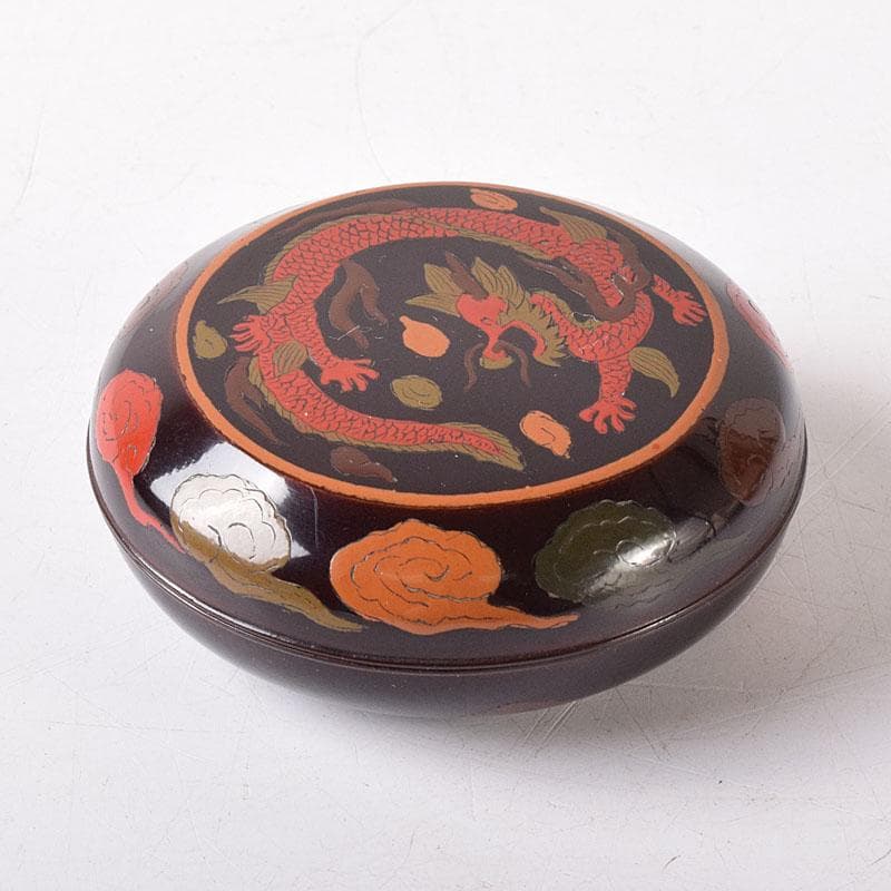 茶道具　時代漆塗　雲龍蒔絵　香合　時代箱　V　R8344