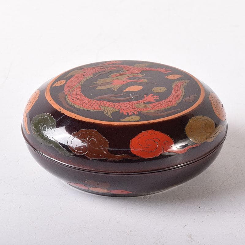 茶道具　時代漆塗　雲龍蒔絵　香合　時代箱　V　R8344