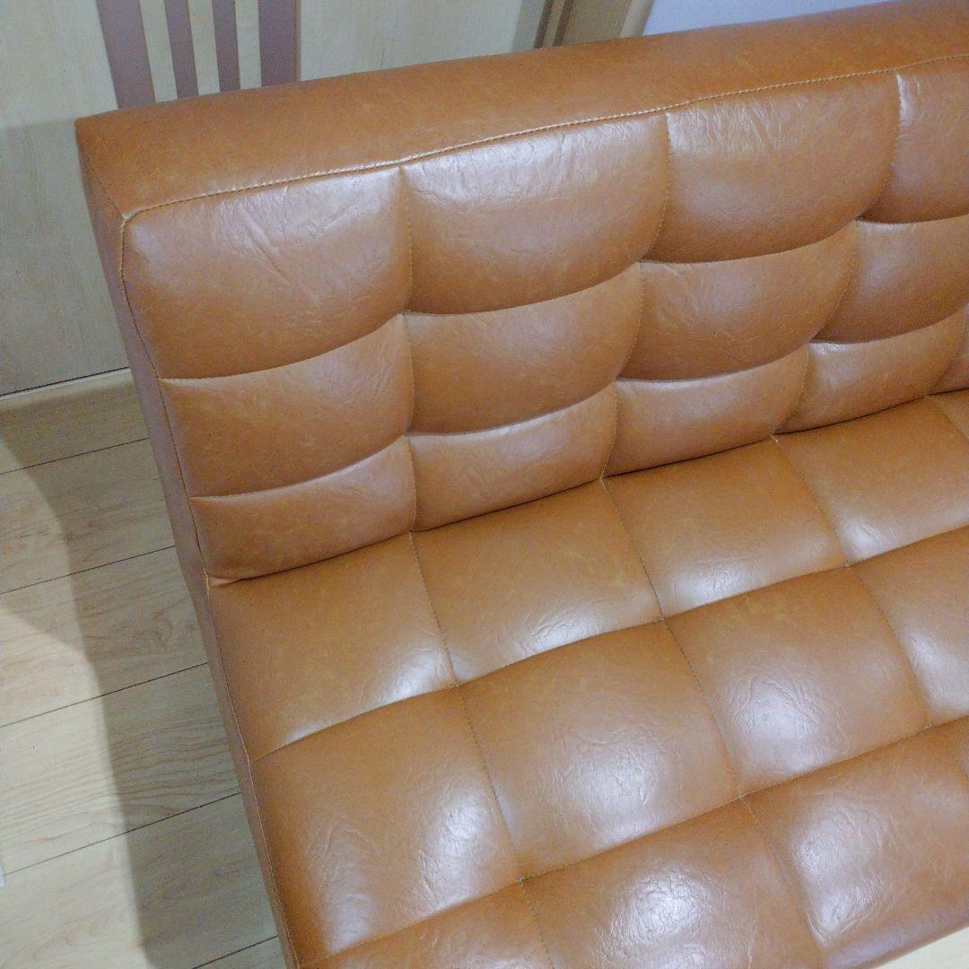 【最終値下げ】Megan ブラウン 合成皮革 2人掛けソファー