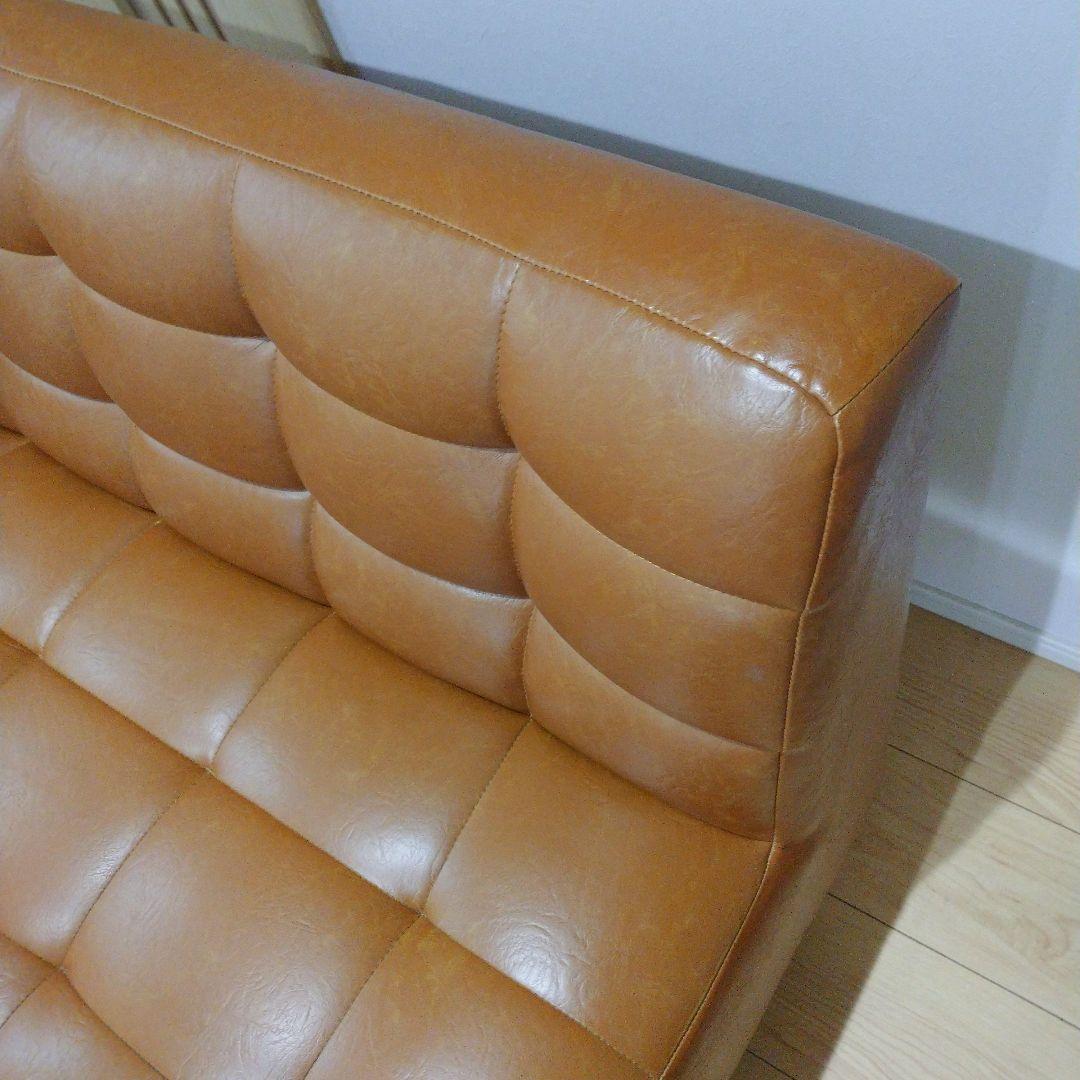 【最終値下げ】Megan ブラウン 合成皮革 2人掛けソファー