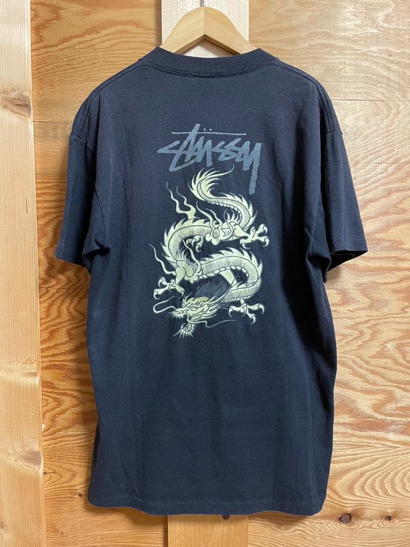 レア物】STUSSY ステューシー ドラゴンTシャツ 80年代 80s 黒タグ 80s