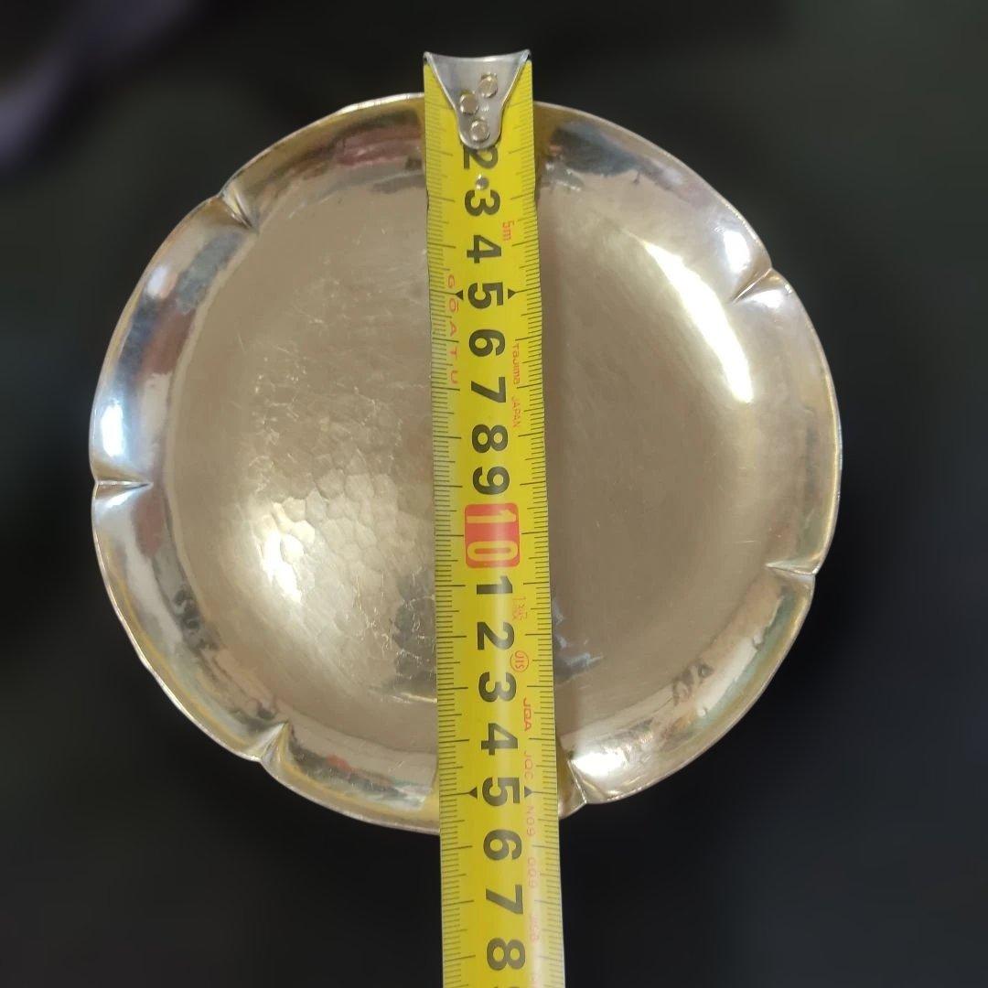 純銀。純銀盆。花形。四世　秦蔵六造。111g。茶道具。銀製品。中古品。