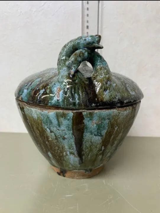 価格ホビー・楽器・アート - 中国漢緑釉鹤文陶器 骨董 発掘品 古美術