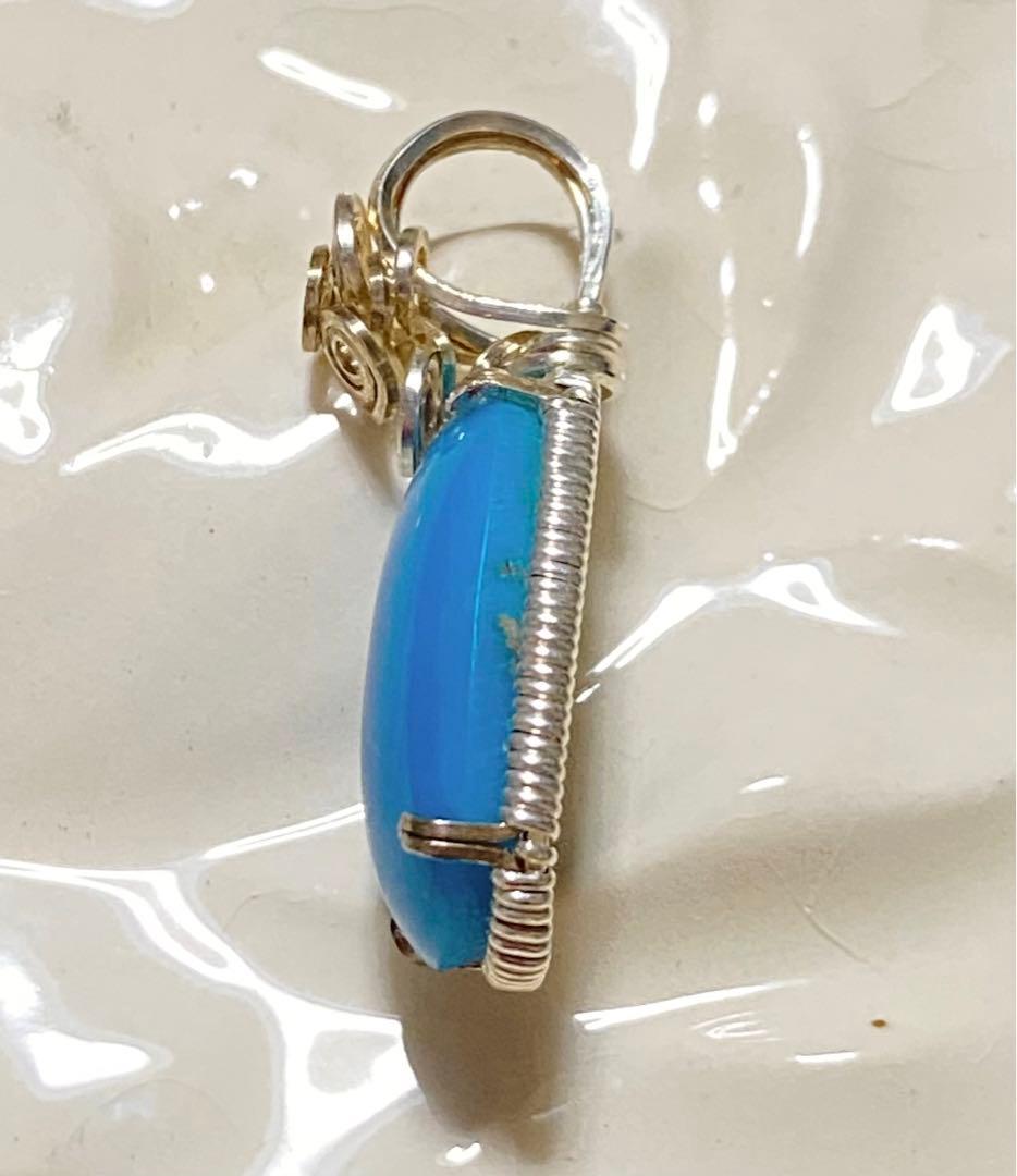 ハンドメイドペンダントトップ⭐︎珪化ターコイズ 湖水