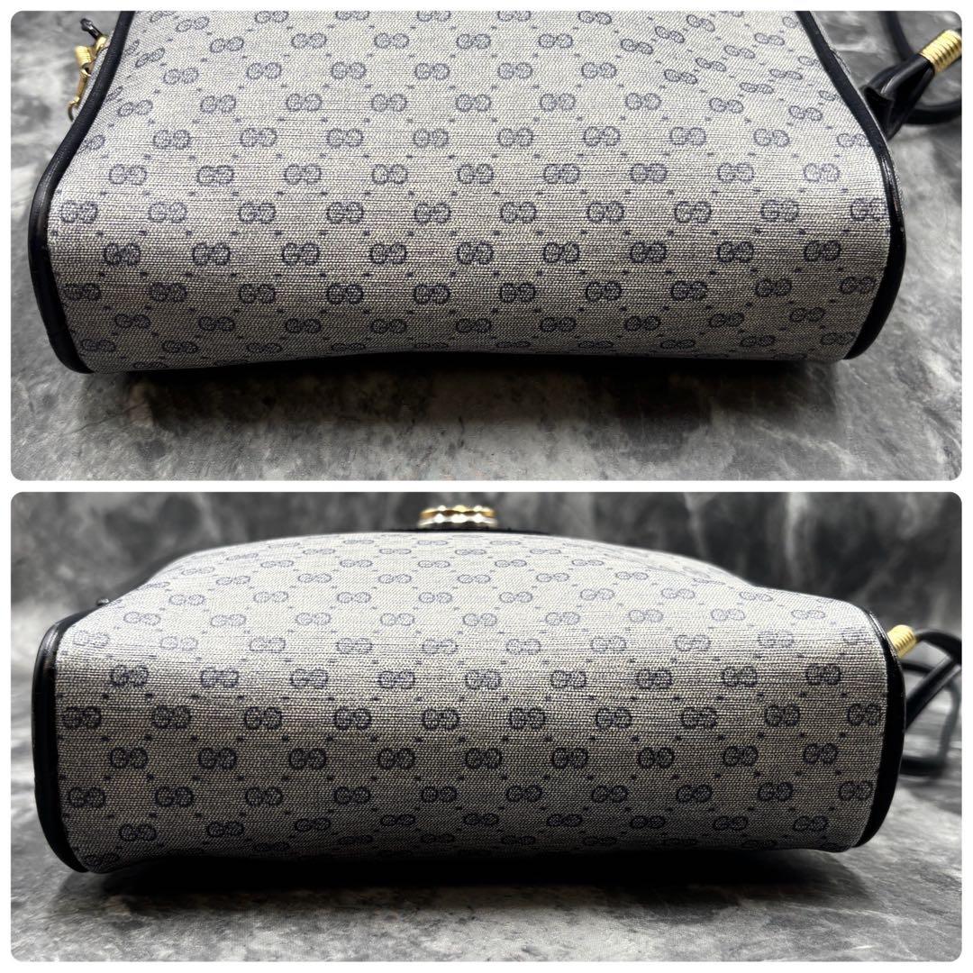 ✨美品✨GUCCI GG ショルダーバッグ ネイビー ロゴ ゴールド金具