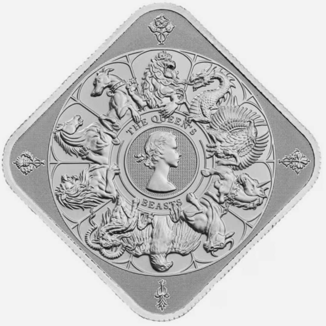 銀貨 英国 ロイヤルミント クイーンズビーストコンプリーター 四角型 1