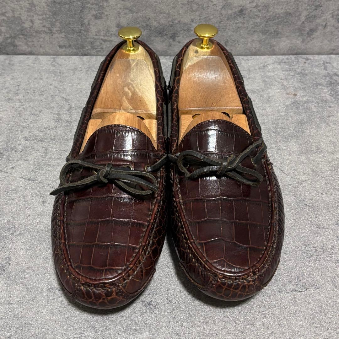 未使用級　コールハーン　ドライビングシューズ　クロコ型押し　ブラウン　1918