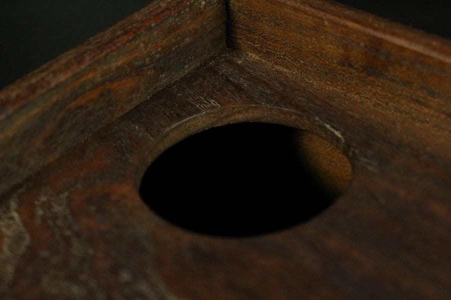 遠州流 桑 七宝透かし 黒柿 茶箱 美品 綺麗寂 時代仕服付(K-A344