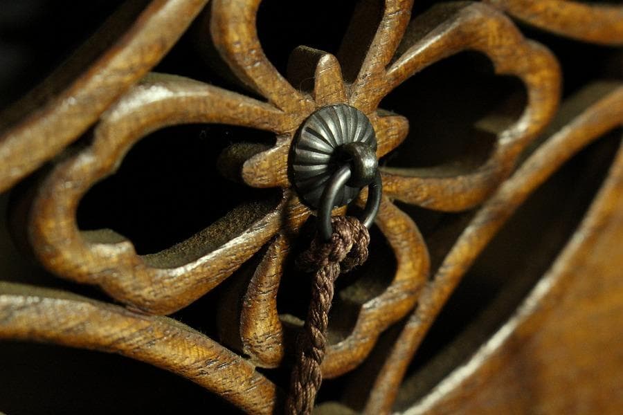 遠州流 桑 七宝透かし 黒柿 茶箱 美品 綺麗寂 時代仕服付(K-A344