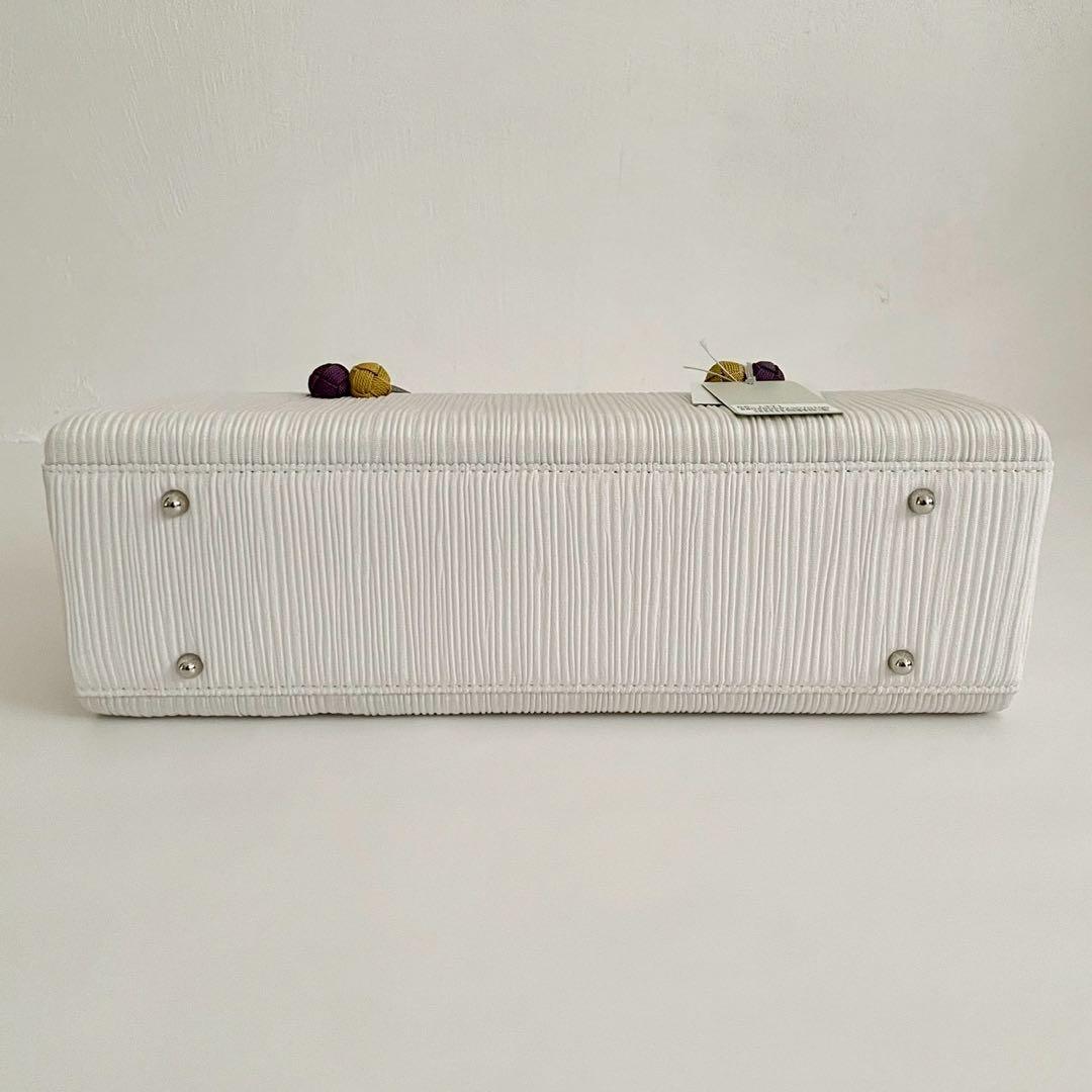 和装バッグ　横長　利休　バッグ　小田巻　白　正絹　日本製