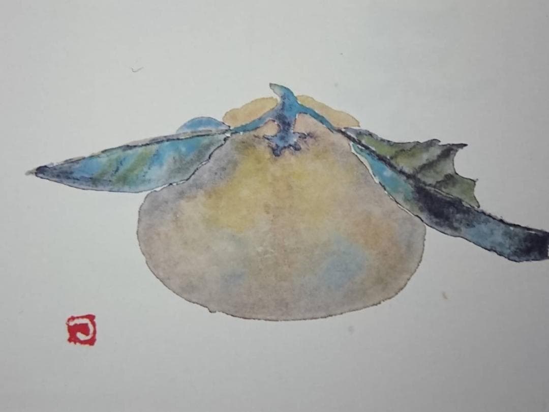 片岡 鶴太郎、【ゆず】、希少画集画、状態良好、四季、自然