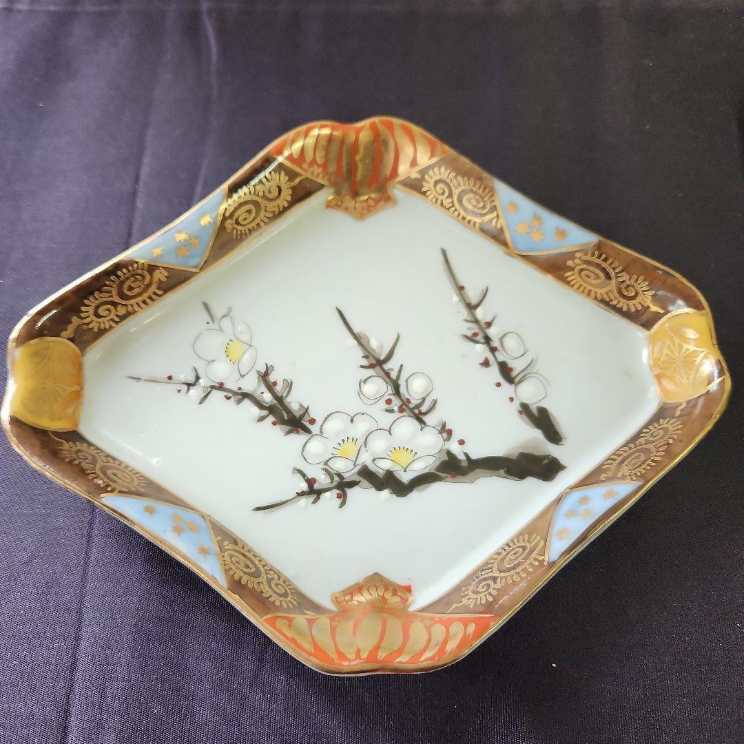 九谷焼　菱形皿　(梅)　大正時代