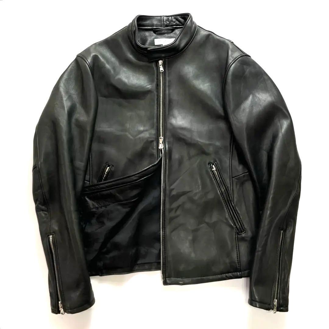 美品 とろとろ羊革 ユナイテッドアローズ シングルライダース Wジップ 黒 M