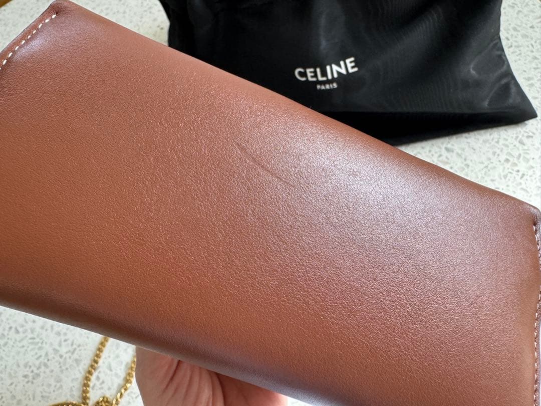 CELINE ブラウンレザー ショルダーバッグ
