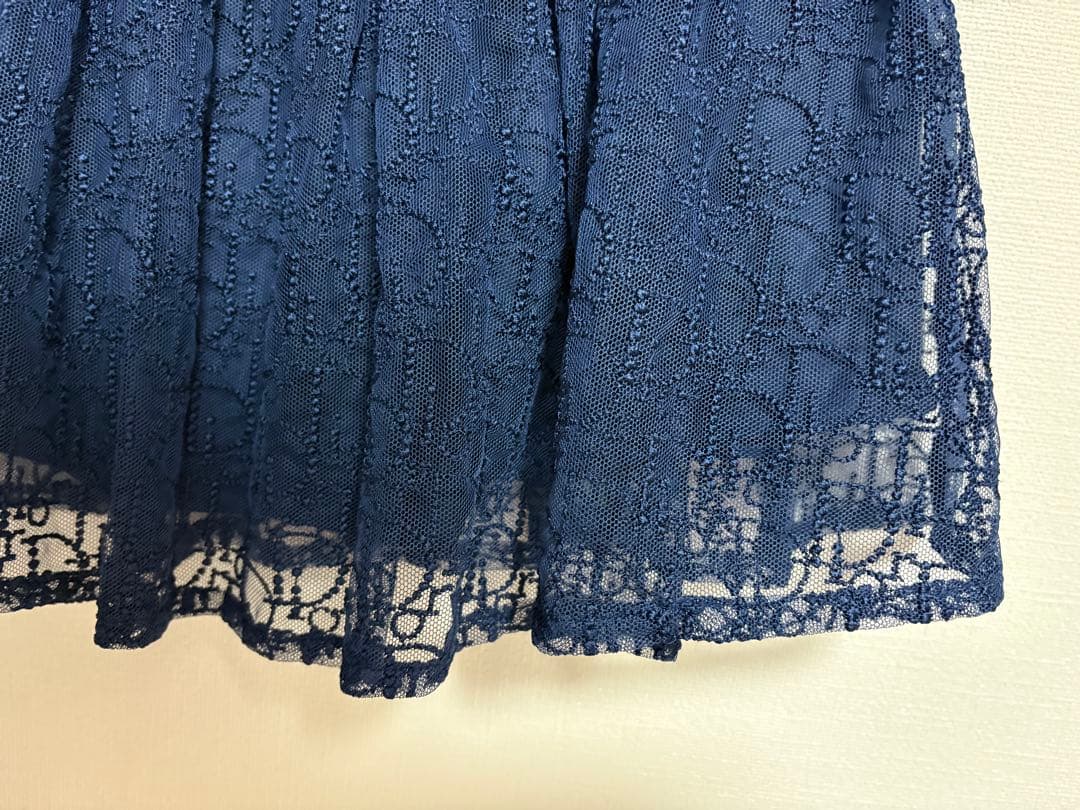 Dior ネイビー レース フレアスカート