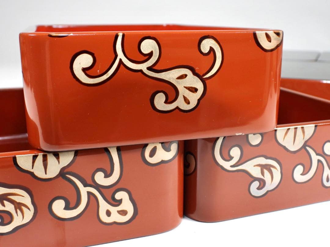 輪島塗 木製漆器 沈金 ちらし弁当、10客　高級美術