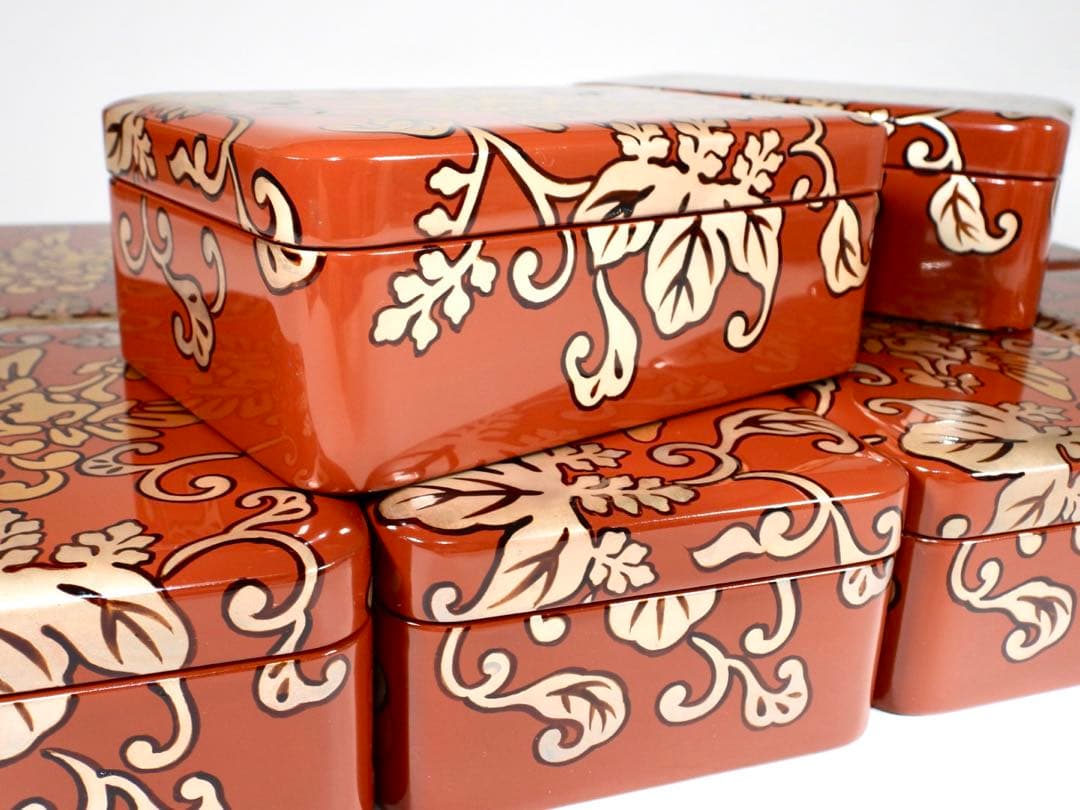 輪島塗 木製漆器 沈金 ちらし弁当、10客　高級美術