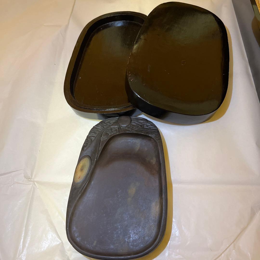 書道セット 漆器平手許箱 筆2本 硯