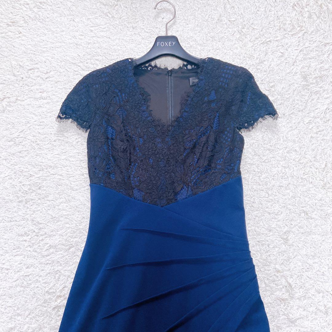 美品　タダシショージ　レース切替Ｖネック　キャップスリーブドレス　近年モデル　S