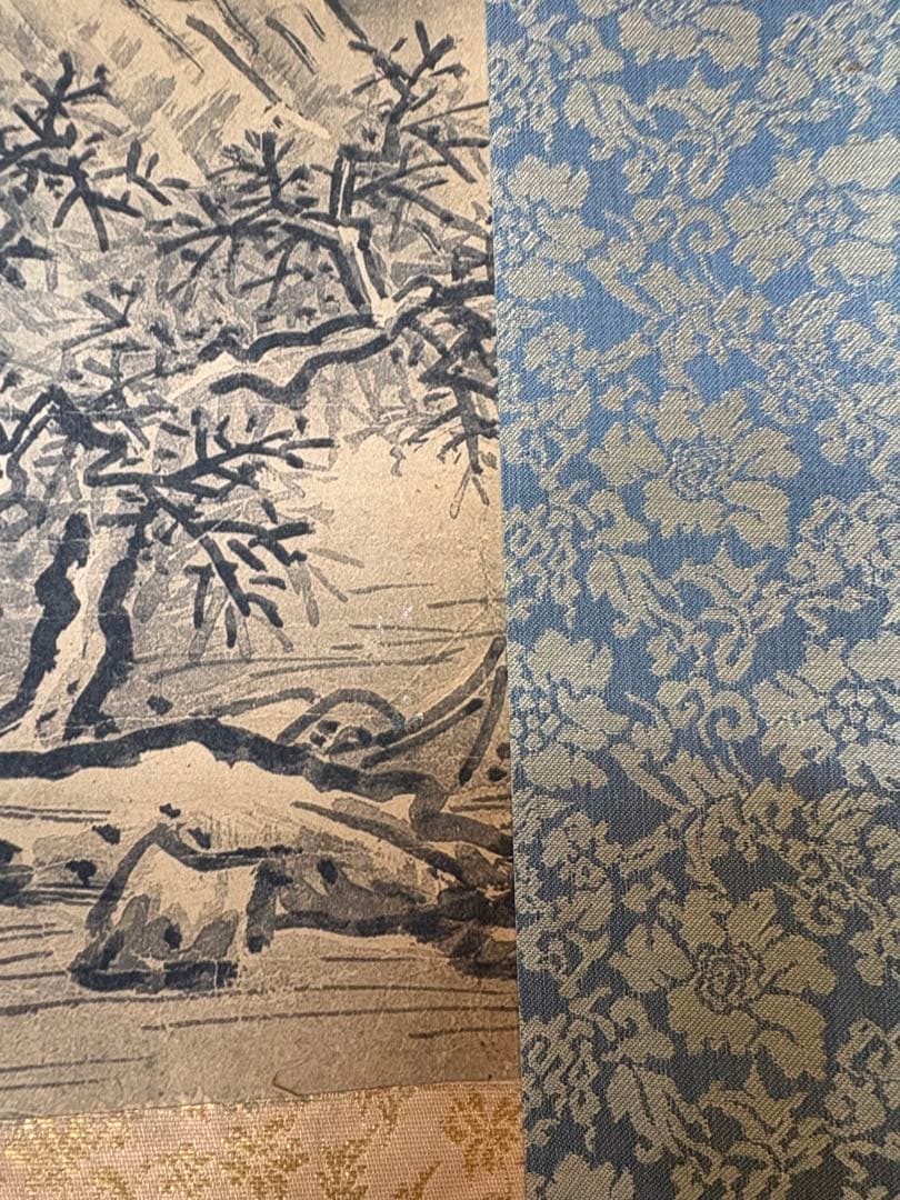 秋冬山水図(冬)」 雪舟等楊 掛け軸 掛軸 複製 共箱あり