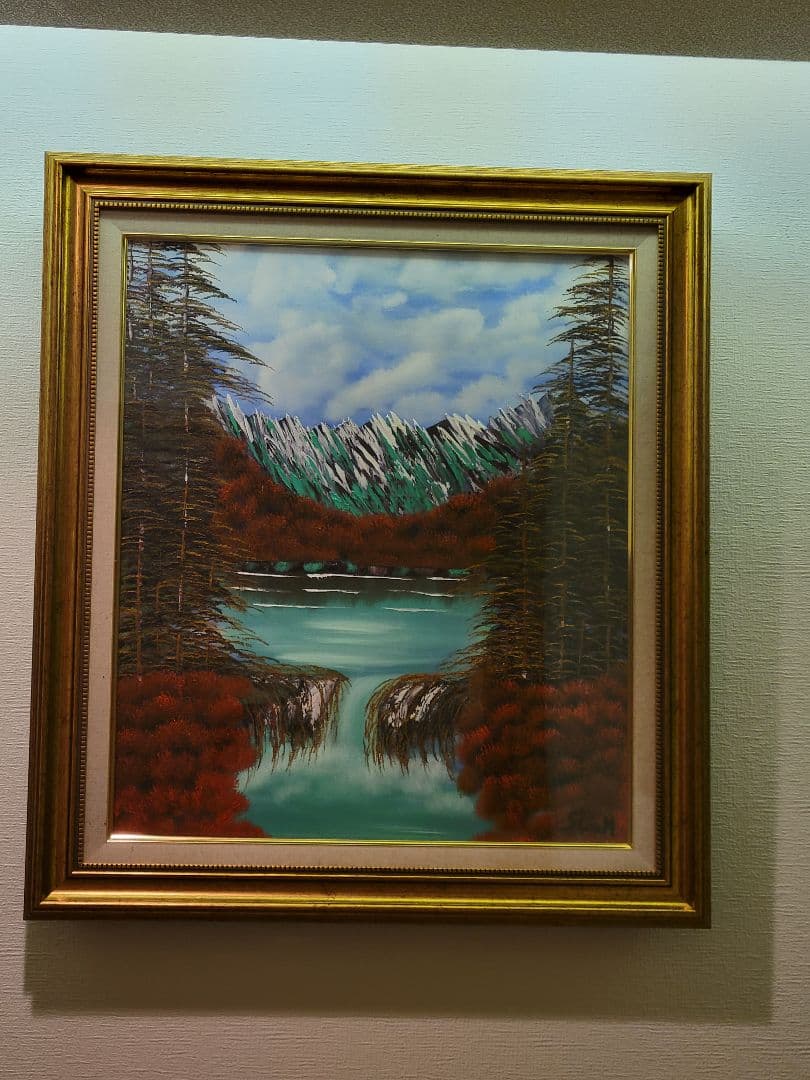 絵画 Mountain Waterfall