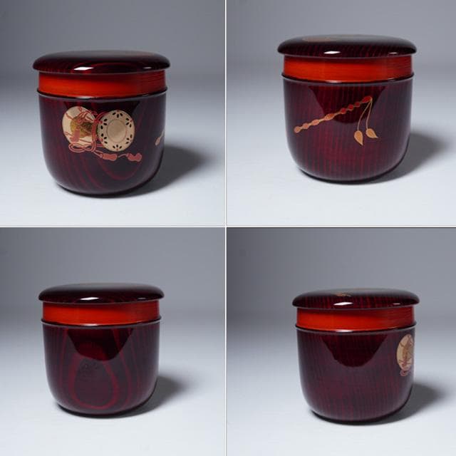 佐藤松斎 楽器蒔絵珠光棗 共箱 茶道具 茶器 輪島塗蒔絵師