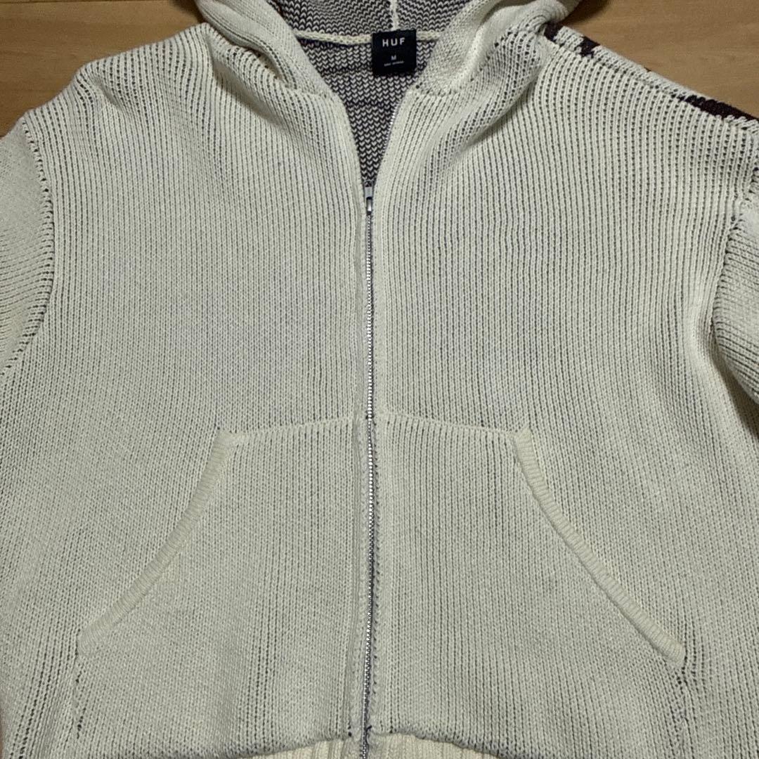 HUF アイボリー フード付きパーカー M
