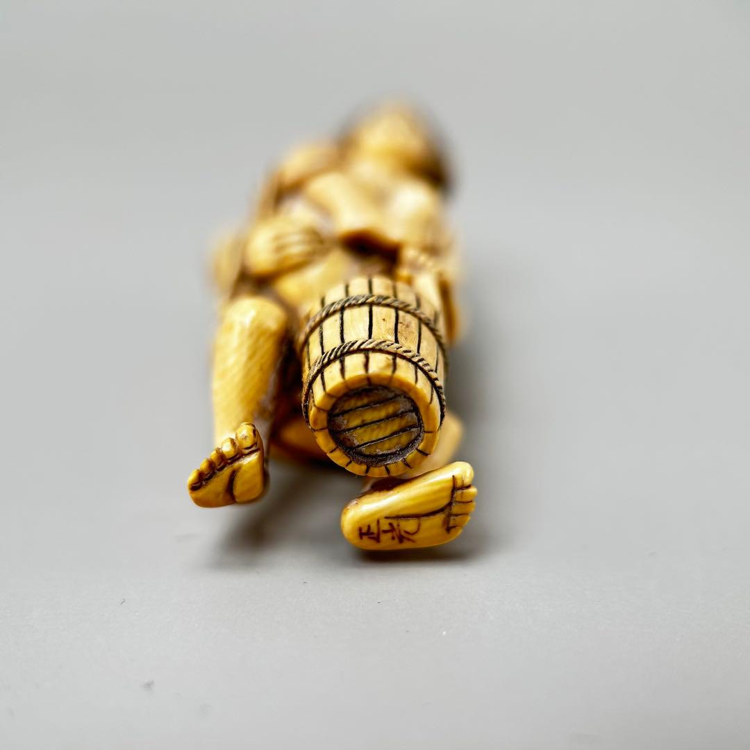 浮世絵二人の人物像 彫刻極上根付天然素材アンティーク骨董飾り物古美術