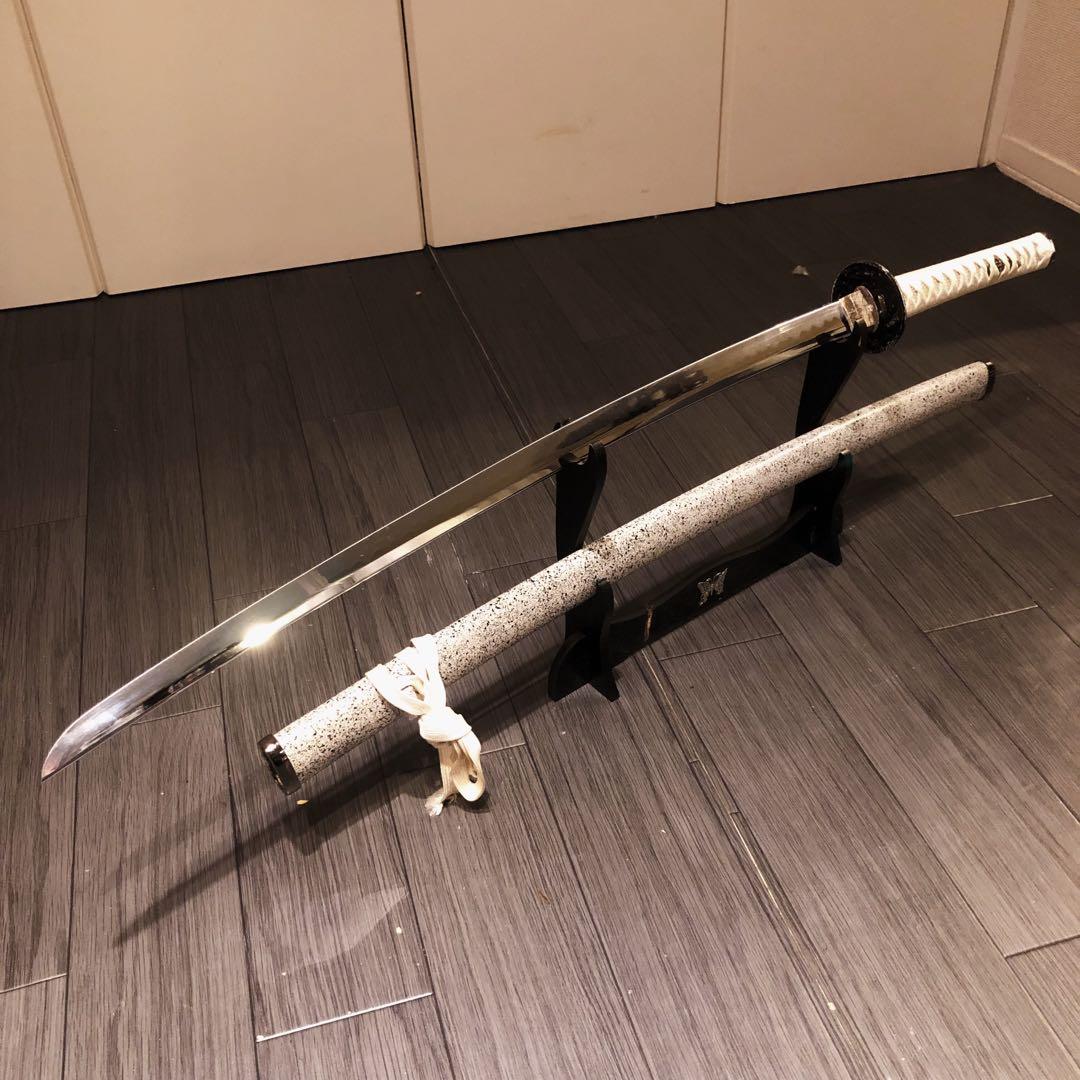 高級模造刀　白拵え　灰鞘　居合刀　太刀　本格模造刀